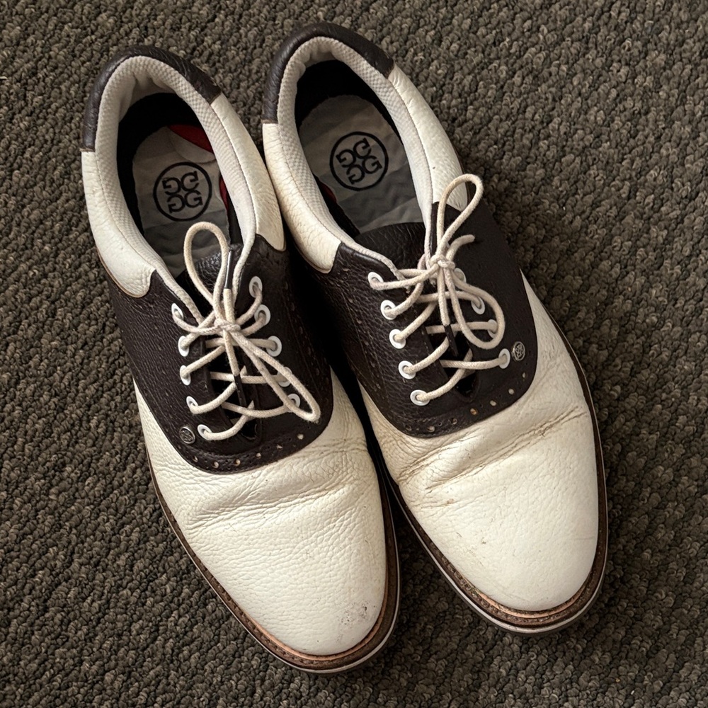 G/FORE White and Brown Oxfords
